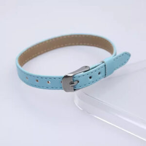 8mm imitation leather wristband-sky blue (square steel buckle) / 8mm Imitation Leather Wristband