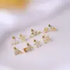 316L Stainless Steel Copper Zircon Ear Cartilage Rings & Studs Flower Waterproof Non Tarnish Surgical Steel Women'S