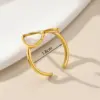 PVD Coated Real Gold Plated 24K 18K Gold Heart Shape 304 Stainless Steel Romantic Simple Style Waterproof Non Tarnish Open Rings