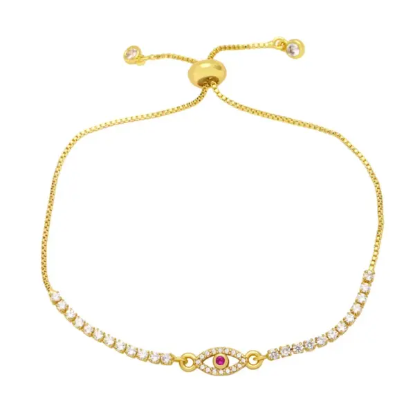 Fashion Devil's Eye Copper 18k Gold Plated Zircon Bracelets In Bulk