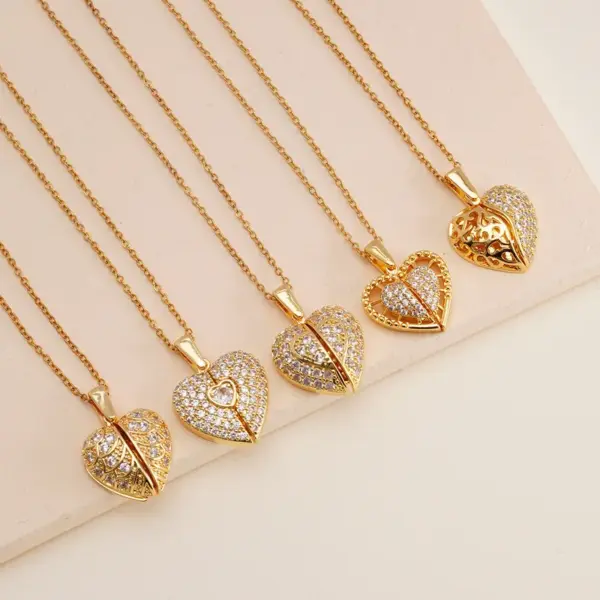 Wholesale Jewelry Glam Sexy Heart Shape 304 Stainless Steel Copper Pendant Necklace