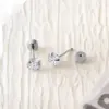 Ultra-Shiny Titanium Steel 5A Zirconium Simple Round Stainless Steel Threaded Flat Back Ear Studs Unisex Geometric Pattern Jewelry