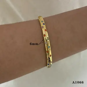 Gold Colorful Crystals Bracelet A1066