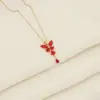 Wholesale IG Style Wedding Romantic Butterfly Stainless Steel Copper Plating Inlay 18K Gold Plated Glass Pendant Necklace
