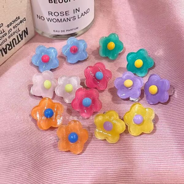 Wholesale Summer graffiti ~ color flower ear clip women's 2024 new earrings without earholes dopamine sweet temperament earrings