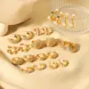 Wholesale PVD Coated Real Gold Plated 18K Gold Round 304 Stainless Steel Vintage Style Waterproof Non Tarnish Earrings