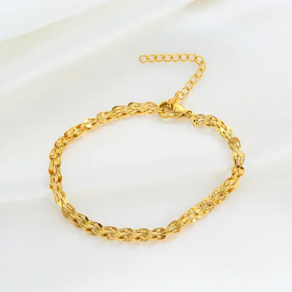 Wholesale PVD Coated 18K Gold Plated Geometric 304 Stainless Steel Waterproof Non Tarnish 304 Stainless Steel Bracelets