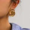 Wholesale 304 Stainless Steel Spiral PVD Coated 18K Real Gold Plated Real Gold Plated 18K Gold Simple Style Classic Style Waterproof Non Tarnish Plating Gold Ear Studs