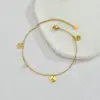 Wholesale 304 Stainless Steel Geometric PVD Coated Rhinestones 18K Real Gold Plated Princess Cute Artistic Waterproof Non Tarnish Inlay Anklet