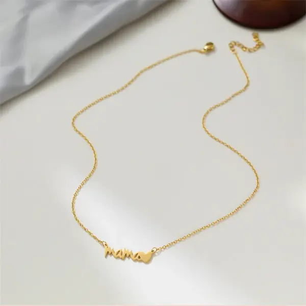 Wholesale Lady Mama Letter Heart Shape Titanium Steel Plating Necklace