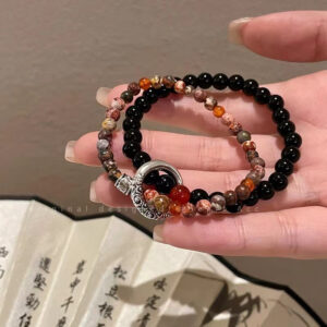 Peace ring red mixed color black double layer [1 piece] bracelet