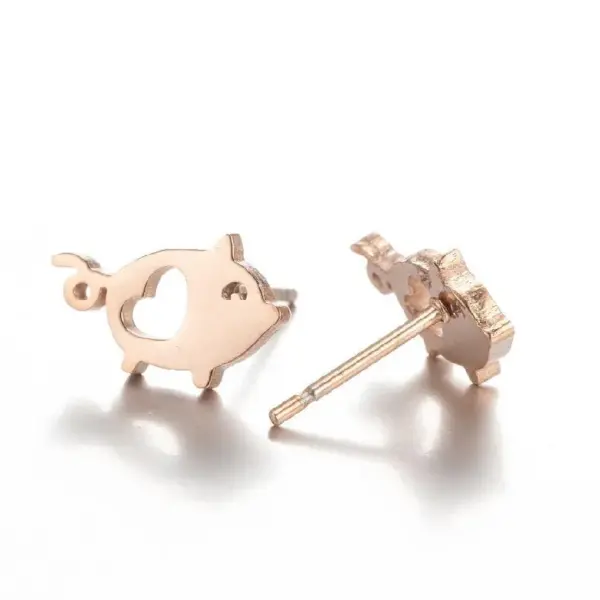 Wholesale PVD Coated 18K Gold Real Gold Plated Animal 304 Stainless Steel Simple Style Waterproof Non Tarnish Ear Studs
