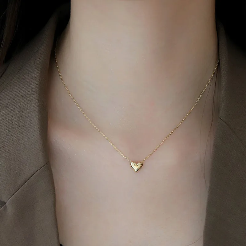 Wholesale 304 Stainless Steel Heart Shape PVD Coated Rhinestones Zircon Real Gold Plated Simple Style Waterproof Non Tarnish Surgical Steel Three-dime