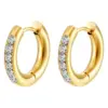 201 Stainless Steel Solid Color Electroplated Zircon 18K Real Gold Plated Simple Style Waterproof Non Tarnish Plating Inlay Gold Silver Earrings