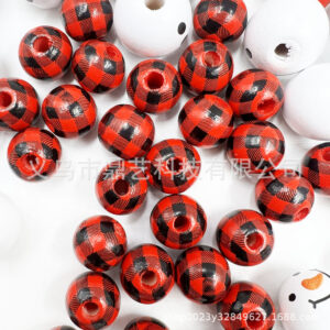 14mm red and black checkered beads