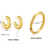 304 Stainless Steel C Shape PVD Coated 18K Real Gold Plated 18K Gold Casual Hawaiian Vacation Waterproof Non Tarnish Plating Earrings