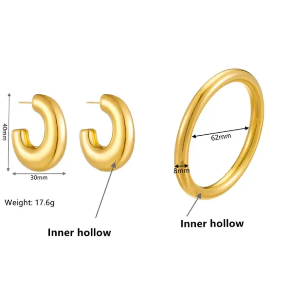 304 Stainless Steel C Shape PVD Coated 18K Real Gold Plated 18K Gold Casual Hawaiian Vacation Waterproof Non Tarnish Plating Earrings