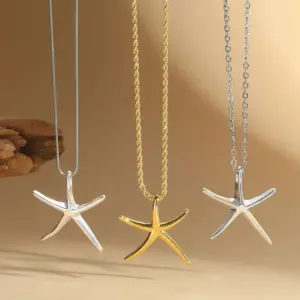 Wholesale Copper 14K Gold Plated Starfish Pendant Necklace