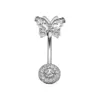 Wholesale European And American Style Belly Button Ring Heart Butterfly Flower Zircon Belly Button Stud Trendy Body Piercing Jewelry Unisex Simple Style