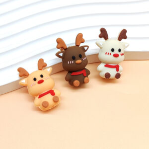Silicone beads [christmas deer] (minimum of 20 pieces per style and color)