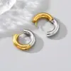 Wholesale 304 Stainless Steel Geometric PVD Coated 18K Gold Plated 18K Gold Simple Style Classic Style Roman Style Waterproof Non Tarnish Plating Earrings