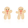 Wholesale Cute Christmas Gingerbread Man Earrings with Full Rhinestones