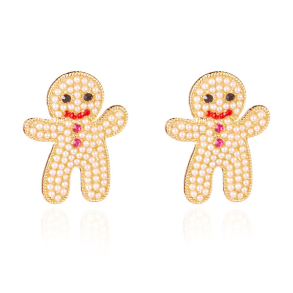 Wholesale Cute Christmas Gingerbread Man Earrings with Full Rhinestones