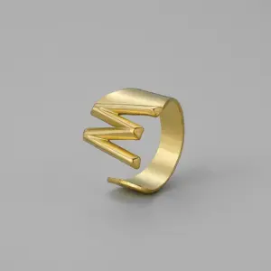 Gold W Open Ring J382-23 / Adjustable Opening