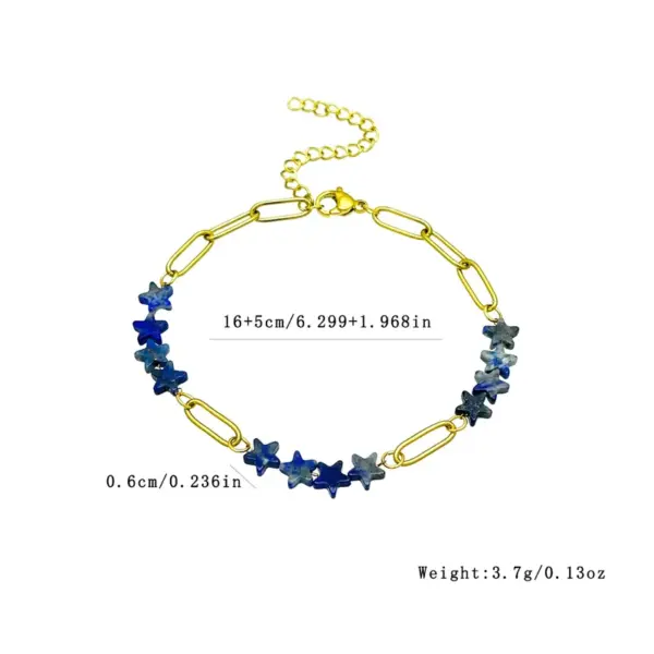 Wholesale Fashion Vacuum Electroplating (In Furnace) Imitation Gold Star 304 Stainless Steel Natural Stone Geometric Pattern Bracelet Personality Matching High-End Feel Women's Bracelet