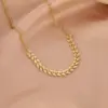 Wholesale Simple Style Leaf Stainless Steel Titanium Steel Plating Necklace 1 Piece