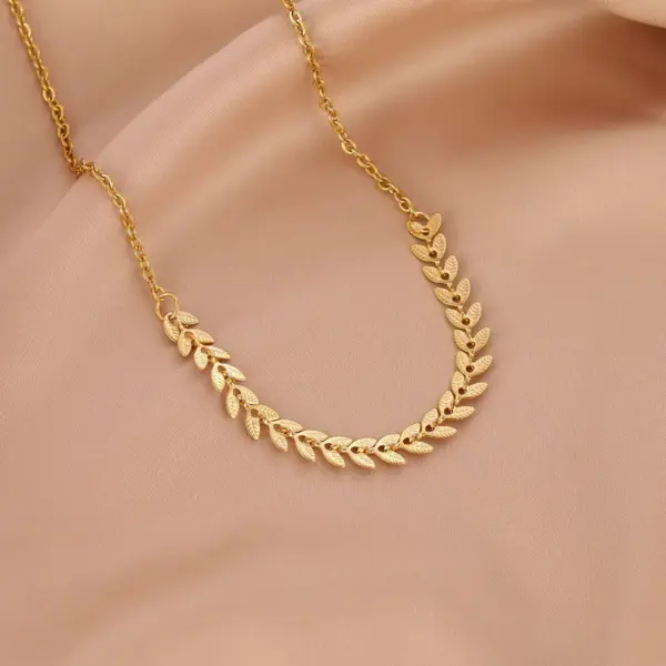 Wholesale Simple Style Leaf Stainless Steel Titanium Steel Plating Necklace 1 Piece