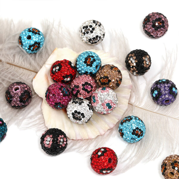 Wholesale large aperture color rhinestone leopard clay diamond ball Shambhala heavy diy beads mobile phone chain aessories