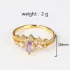 Wholesale Copper Inlay Heart Shape Petal Zircon Open Rings