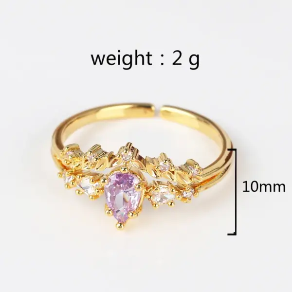 Wholesale Copper Inlay Heart Shape Petal Zircon Open Rings