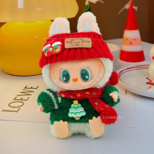Rx278 christmas set [red hat + green and white sweater + red rainbow scarf three-piece set (doll not included)