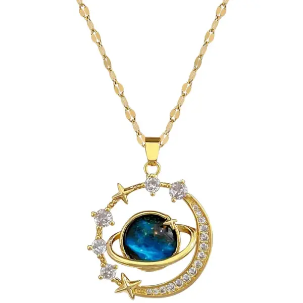 Wholesale IG Style Simple Style Star Planet 201 Stainless Steel Copper Plating Inlay White Gold Plated Gold Plated Resin Zircon