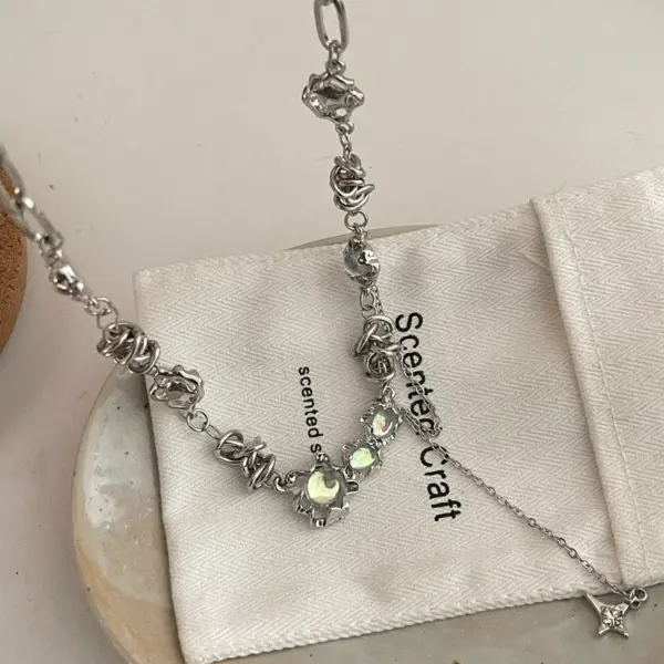 Wholesale Jewelry Fashion Star Titanium Steel Cat's Eye Stone Plating Necklace