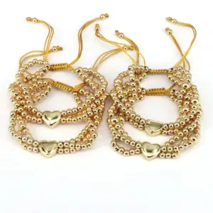 Simple Style Heart Shape Copper Copper Gold Plated Bracelets