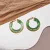 Wholesale 1 Pair Retro Exaggerated Circle Round Plating 304 Stainless Steel Arylic Resin 18K Gold Plated Hoop Earrings