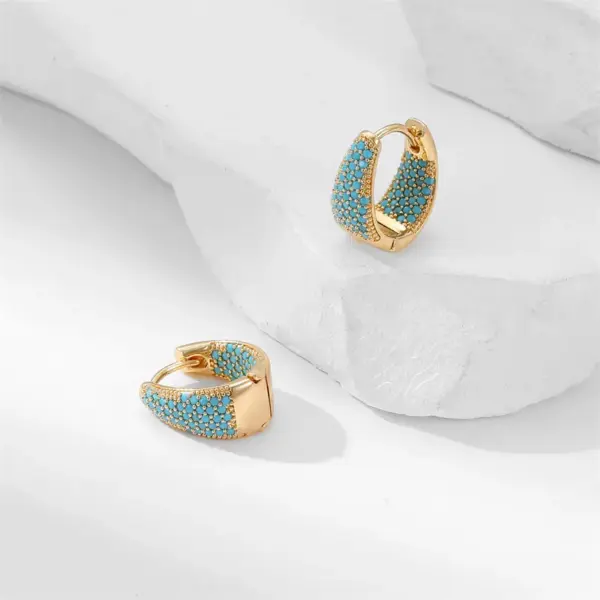 Copper Colorful Electroplated Zircon KC Golden Plated Sweet Plating Inlay Earrings