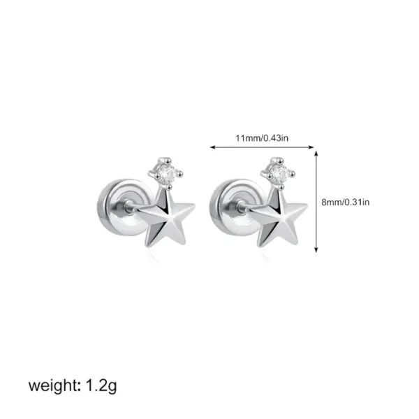 304 Stainless Steel Copper Sun Star Moon Electroplating Zircon Simple Style Plating Ear Studs