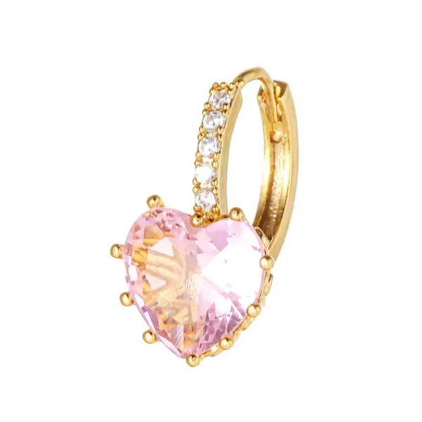 Wholesale Fashion Heart Brass Zircon Copper Earrings
