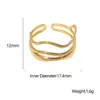 Wholesale PVD Coated Real Gold Plated Stripe Stainless Steel Simple Style Waterproof Non Tarnish Open Ring