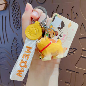 Wood carved bell kitten-orange cat