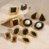 Wholesale 304 Stainless Steel C Shape Geometric Oval PVD Coated Real Gold Plated Vintage Style Classic Style Waterproof Non Tarnish Plating Ear Studs