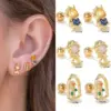 Wholesale 1 Piece Ig Style Simple Style Cartoon Plating Inlay Brass Zircon 18k Gold Plated White Gold Plated Ear Studs