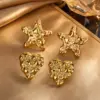 Wholesale 1 Pair Elegant French Style Commute Star Heart Shape 304 Stainless Steel Imitation Gold Electroplating Ear Studs
