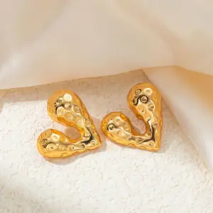 Titanium Steel Texture Love Heart Stud Earrings
