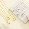 Wholesale Versatile Titanium Steel Bubble Letter Necklace 26 Pieces 18K Gold Simple Pendant Factory Polished Pattern Unisex Jewelry