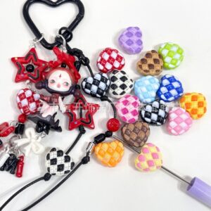 Wholesale Through-hole painted colored woven heart-shaped beads